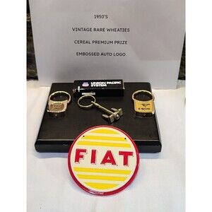 1950's Wheaties Cereal Premium Metal Car Emblem FIAT Italy Automobile